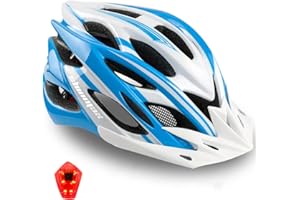 Shinmax Kask rowerowy dla mężczyzn i kobiet Kask rowerowy z lampą ochronną LED Kask górski i MTB z odpinanym wizjerem dla dorosłych Kask rowerowy do górskich i szosowych regulowany rozmiar 57-62 cm