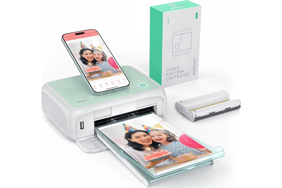 YOTON Photo Printer, Picture Printer with 54 Sheets Bundle (6"x4"), Support AR Video Printing, Wi-Fi Connection, High-Definition Dye-Sublimation, for iOS/Android/Laptop (Mac Not Supported)