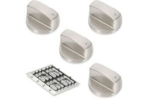 XPOOP 4 Pcs Metall Gasherd Drehknöpfe, 6 mm Drehknopf Herd, Gasherd Knöpfe, Geeignet für Die Küche und Das Esszimmer zu Hause, Passend für 6 mm Achsbohrung