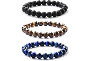 Chriscoco Męskie bransoletki 8 mm bransoletka z koralikami tygrysie oko bransoletka lawa kamień bransoletki rozciągliwe koraliki bransoletka dla mężczyzn kobiet