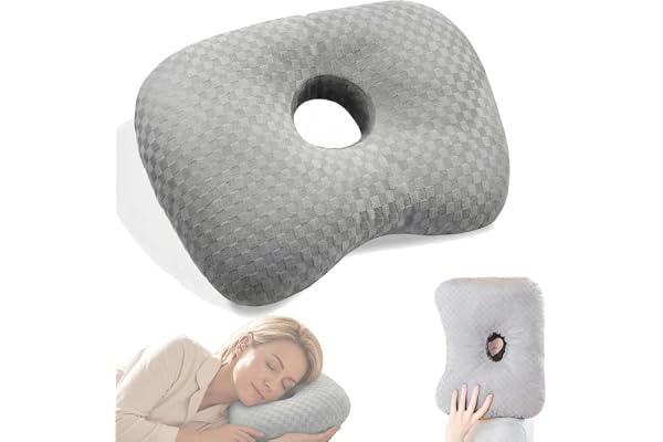 GYHWOFUL Piercingkudde öra för personer som sover på sida, ergonomisk piercingkudde med hål, munk öronkudde för tryckavlastni