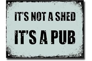 SWIFT GIFT UK Outdoor Garden Bar Sign for Outside Bar Funny Accessories Pub Gifts or Man Cave Shed at Home - It's Not A Shed it's a Pub Metal Plaque