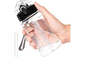 GOPPUS 350ml/12oz Kids Water Bottle With Straw Tritan Drinks Bottle with Strap Small Toddler Juice Bottles with Flip Top Lid Leakproof Children's Bottles with Time Marking Spillproof BPA free Girl Boy