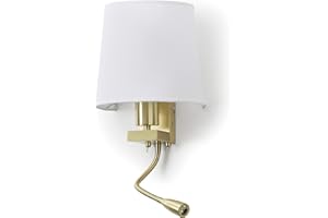 EXO LIGHTING - Aplique de pared lector FIRENZE oro mate interior IP20 E27-LED incluye pantalla. Aplique lector para cabezal cama.…