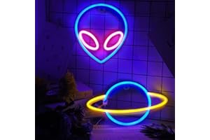 mreechan Neon Lights,Néons,Suspendus Neon Lights USB/Batterie Planète Lampe Neon Light pour Bar,Décor De Mariage,Fête d'anniversaire etc. (planètes et extraterrestres)