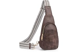 CLUCI Sling Bag Sac de poitrine pour femme en cuir PU Sac bandoulière Petit sac de sport pour sports de plein air, voyage, shopping Sac à bandoulière avec bandoulière réglable, café