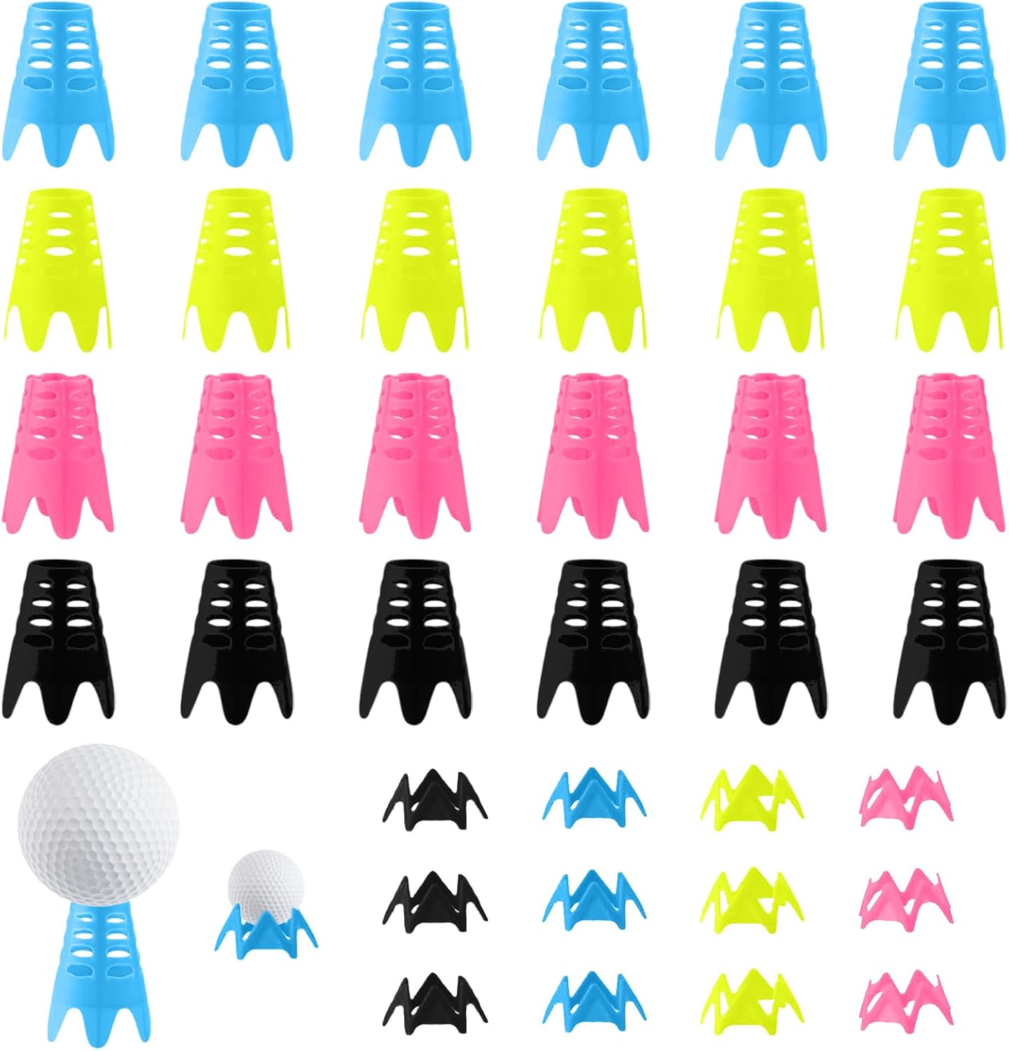 Rusokufo 36 Piezas Tees De Golf Reutilizables De Plástico para Simulador, Tees para Alfombrilla De Interior, Accesorios para Césped De Práctica Y Campo De Tiro