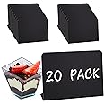 Fuyamp 20 Pcs Mini Chalkboard Signs,Small Black Chalkboard Signs for Labeling,Table Top Menu Blackboard with Base,Message Tabletop Board for Food Pricetags Weddings Party Bakery,10 x 7.5cm