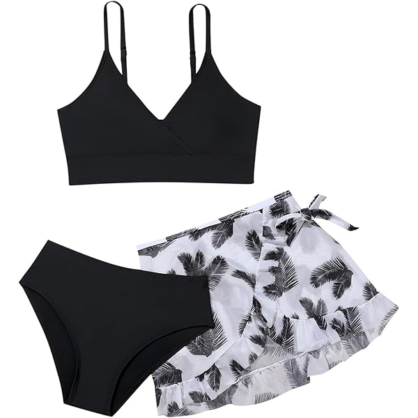 TTAO Mädchen 3-teiliges Tankini Set - Sport Badeanzug Mit Leopardenmuster