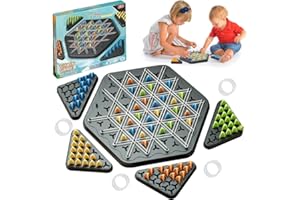 VOHESEA Jeu de triggle, jeu de société Triggle, jeu de triangle Chain pour 2 à 4 joueurs, jeu de triggle jeu de bandes élastiques, jeu de triangle de chaîne amusant, jeu de chaînes triangulaires pour réunion
