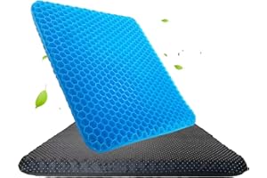 KATLKIU KATKLU Gel Seat Cushion for Office Chair – 43×45cm Double-Layer Honeycomb Cooling Pad with 2 Washable Non-Slip Covers – Pressure Relief Gel Cushion for Long Sitting, Back Pain, Driving, Home & Wheelch