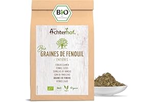 Graines de fenouil entières bio 500g | infusion de fenouil | goût doux et sucré | idéal pour la préparation de plats de pâtes, de soufflés & d'infusions réchauffantes | vom Achterhof