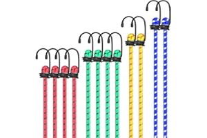 CIOXSOIO 12er Set Spanngummi mit Haken, 4 Größen Gepäckspanner für Auto & Fahrrad, Universal Gummispanner mit Haken, Expander mit Haken, Gummiband mit Haken für Möbeln, Sackkarren, Camping