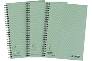 Summit Jotter A5 Metallic Notebook, Wirebound, 8 mm Lined, Pack of 3 Notepads, Card Cover