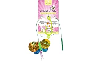 Japan Premium Pet Katzenspielzeug | Katzenangel mit Schmetterlingsförmig & unvorhersehbarer Flugbahn | Interaktives Katzenspielzeug mit Glocke | Katzen Spielzeug geeignet für Kätzchen | 75 cm Langer