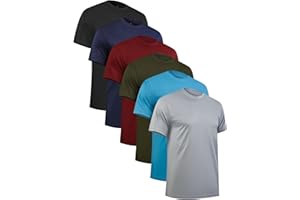 Rolimaka 6 Pack T Shirts for Men Quick Dry Short Sleeve Sport Shirts Moisture Wicking Active Athletic Gym Running Tops Mens Work Shirts