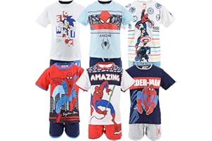 Characters Cartoons Spiderman Marvel Avengers Sonic - Bambino - Completo Coordinato Set 2pz Maglietta e Pantaloncino - Primavera Estate