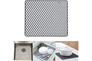 Xyvor Tappetino Lavello Cucina 30.5x30.5 cm, Tappetino per Lavello cucina, Tappetino in Silicone per Lavello, Tappetini per Lavello da cucina con Foro di Scarico, per cucina (Grigio)