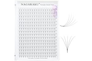 NAGARAKU Extensiones de Pestañas 320Pcs Ruso Volumen Tallo Largo Abanicos Prefabricados Base Fina Y Puntiaguda Pestañas Postizas Esponjosas Naturales Preabanizadas Negro 16 Filas(5D 0.07 C 13mm)