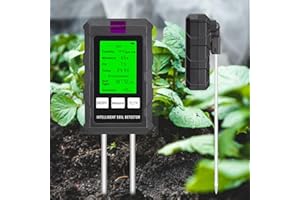LSENLTY 6-in-1 Soil Moisture Meter Digital Plant Fertility/Moisture/PH/Temp/Sunlight/Humidity Backlight LCD Display Soil Test Meter for Gardening, Farming and Outdoor Plants