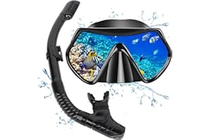 CLUHERTVY Adult Snorkeling Gear Snorkel Set with Dry Top System 180 Degree Panoramic Snorkel Mask,Snorkel Mask Set Leak-proof
