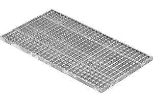 Fenau | Caillebotis/Grille conforme aux normes de l'industrie du bâtiment, Dimensions : 490 x 890 x 25 mm, Dimensions du maillage: 30/30 mm, galvanisée, cadre: 500 x 900 x 28 mm)