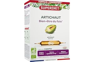 SuperDiet Artichaut Bien être du foie 20 ampoules de 15ml soit 300ml (Produit certifié bio)