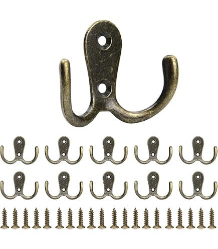 Antico gancio da parete in ottone massiccio cappotto e appendiabiti in ottone co