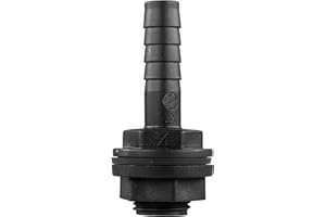 EOTRADER Garden Water Tank Overflow Vent, Water Butt Barbed Linking Pipe Connector with Nut & Washer, Fits 1/2” BSP Thread & Hose, Rain Capture Tank IBC Water Extraction Duct (1/2" BSP - 1/2" Barb)