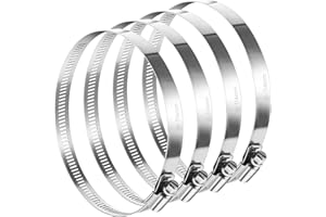 BFQZ 4 Pcs Large Size Metal Hose Clips, 304 Stainless Steel Duct Clamps, 91-114 mm Adjustable, Silver