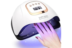 GIBOHOM 380W Lampada UV LED Unghie Professionale con 81 Perle, 4 Impostazioni Timer Fornetto Unghie Semipermanente con LCD Display Digitale, Sensore Automatico Lampada Unghie UV Led per Salone e Casa