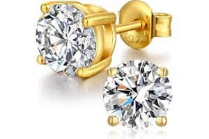 Jiahanzb 18K Blanco Oro Plateado Pendiente Brillante Diamante Hombre Mujer Circonitas Pendientes Plata de Ley 925 Regalo de Cumpleaños Navidad San Valentin Color Blanco