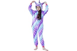 BRINNY Onesie Pyjama Kinder Schlafanzug Einteiler Tier Jumpsuit Cosplay Kostüme Tier Outfit Kapuze Strampler Nachtwäsche Halloween Weihnachten Party Nachthemd Unisex Junge Mädchen