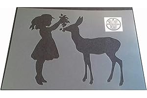 Solitarydesign Shabby Chic Stencil Stag Deer with girl Rustic Mylar Vintage style A4 297x210mm wall art