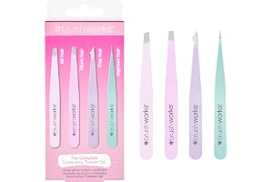 Brushworks HD 4 Piece Combination Tweezer Set - Pastels