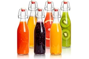 MEETOZ Glass Bottles with Stoppers,6PCS 500ml/17Oz Clear Glass Bottles,with Airtight Stoppers Clip Top Preserve Bottless,For Oil, Wine,Vinegar, Condiments, Water, Juice