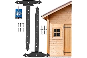 KOTARBAU® 2er Set Kreuzgehänge 400 mm Ladenband Scharnier Band Platte Baubeschlag Torbeschlag Holzverbindung Werfgehänge T-Scharnier T-Band Pulverbeschichtet