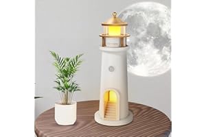 vsshe Lámpara de faro, faro LED recargable, lámpara de faro de proyección de luna con función de sensor de movimiento portátil inalámbrico, para cumpleaños y día de San Valentín