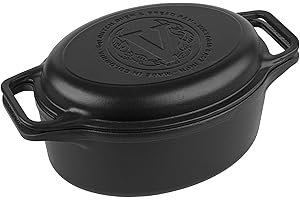 Victoria Horno Holandés Olla y Sartén Inducción Hierro Fundido Esmaltado 31cm Ovalado, Juego 2 Piezas Cocotte 5,7L, sin PTFE ni PFOA, Apta para Fuego, Barbacoa, Horno, Vitrocerámica, Gas