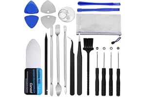 Haojiaho 19 in 1 Handy Reparatur Öffnungs Werkzeug Set, 0,1 mm Gebogenes LCD-Bildschirms Hebelwerkzeug, Schraubenzieher Pinzette Saugnapf, Metall Öffnungswerkzeug für Handy Elektronikreparatur