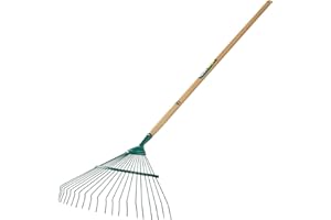 FISKARS Leborgne 374221 Balai à gazon fil rond 20 dents avec manche en Bois