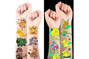 ‎DROOKAEN Drookaen Cartoon Tattoo, 12 Blätter Leucht Kinder Temporäre Kinder Tattoo Aufkleber, Kindertattoos Sticker für Mädchen Jungen, Hautfreundliche Kindertattoo Aufkleber für Kinder Mitgebsel