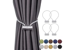 INHDBOX 4 Pack Magnetic Curtain Tiebacks 16 Inch Curtain Clips Rope Holdbacks Curtain Weaving Holder Buckles with Strong Durable Magnet for Home Office Decorative, Upgrade, EU patent 007971841-0001