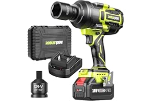 Robustrue Atornillador de impacto con batería, par máximo de 2000 N.m, 5,0 Ah, batería de ion de litio con cargador rápido