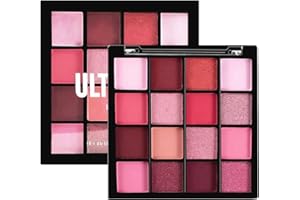 SONGQEE 16 Farbe Lidschatten Palette - Schimmernde Lidschattenpalette Matte und glitzernde Lidschatten Paletten - Wasserdicht, Hochpigmentiert Rosa Rot Augen Make-Up (Rosa Rot)