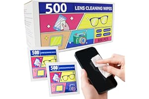HI FINE CARE Toallitas de limpieza de lentes prehumedecidas, toallitas para gafas envueltas individualmente, para gafas, gafas de sol, lentes de cámara, sin rayas (500 unidades)