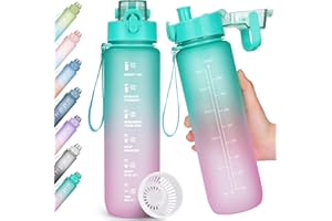 AOHAN Butelka na wodę 1 l, sportowa butelka na wodę, bez BPA, szczelna butelka na napoje z filtrem, dla nastolatków, dorosłych, szkoły, biura, jogi, wędrówek, sportów na świeżym powietrzu