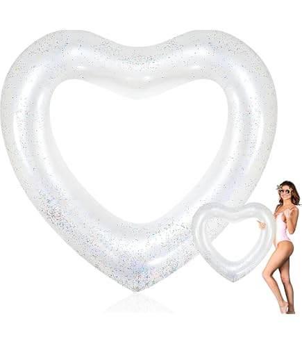MoKo Bouée Géante Cœur Diamant – 129 X 108 X 20 Cm – PVC – Paillettes – Jusqu’à 70 Kg – Piscine, Plage, Fête