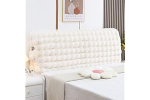 Hearda Solid Color Elastic Bed Headboard Cover, All-inclusive Universal Dustproof Protector Cover, Soft Fluffy Headboard Slipcover Edge Bed Head Cover For Bedroom Decor (150cm,Beige)