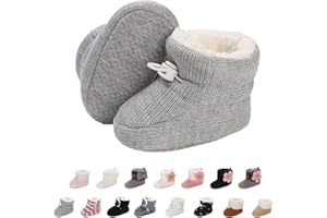 OUTFIT SPRING Baby Neugeborene Fleece Bootie, Winter Warme rutschfeste Weiche Sohle Winterschuhe Sock Schuhe Niedlich Einstellbar Krabbelschuhe Prewalker Stiefel für Mädchen Jungen Kleinkind Gr.0-18 Monate